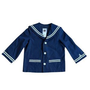 Vintage Good Lad Nautical Sailor Jacket top 24 Months Navy Blue